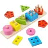 Wooden Educational Preschool Toddler Toys for Boys Girls Shape Color Recognition Geometric Board Blocks Stack Sort Kids Children