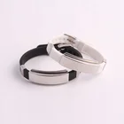 Mens's Rubber Bangle Bracelet Jewelry Titanium Steel Rubber Black 22CM Length Adjustable