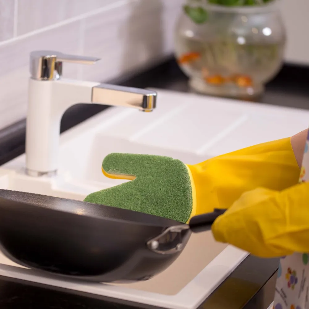 sponge kitchen cleaning dish washing gloves