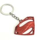 Metal inverted triangle superman logo multi color keychain