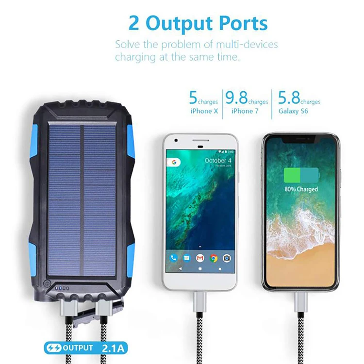 Outside Emergency Phone Charger 30000mah Monocrystalline Solar Power Bank Kit For Hiking - ANKUX.COM