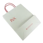 Eco-friendly promotional printed flat bottom white colored kraft craft paper bag logo printing for shopping