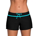 2019 Womens Bikini Swimwear Lace Up Beach Swim Shorts Black Wide Waistband Swimsuit Bottom Shorts Female Swim Boardshort