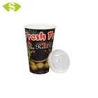 Disposable logo printed coffee paper cup with lids for juice beverage expresso