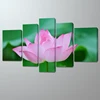 Large Lotus Flower Woods Canvas Painting Pictures Prints Photo Wall Art Decor 5 Panel Framed Artwork