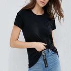 Wholesale 100% Cotton Crew Neck T Shirts Women Basic Blank Black Shirt