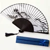 Hand Held Fan Polyester Fabric Folding Hand Fans with Plastic Ribs