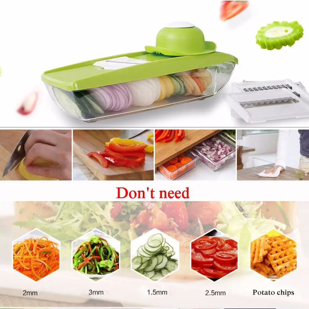 Kitchen Accessories Cooking Multi-functional Fruit Vegetable Cutter Slicer 4 Interchangeable Stainless Steel Blades tools KC1340