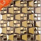 HDT04 Hot Selling Beveled Electroplated Rose Gold Color Glass Mosaic Tiles