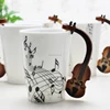 Violin Music ceramic Mug Ceramic Coffee Tea Cup Porcelain Zakka Novelty For Gift Cafe Teatime Office Decor