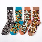 Fashion Design Camo Men's Outdoor Camouflage Cotton Crew Socks,Printed Socks