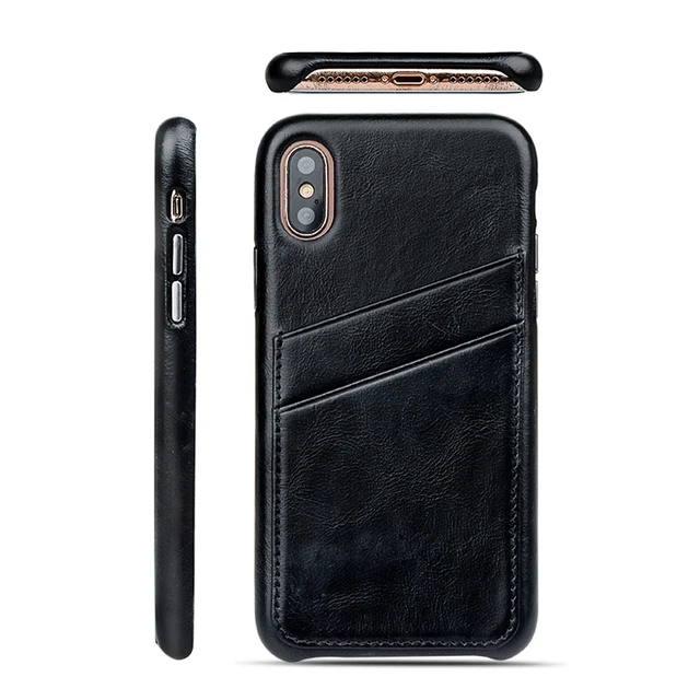 Back cover card holder leather cell phone accessories case for iPhone X