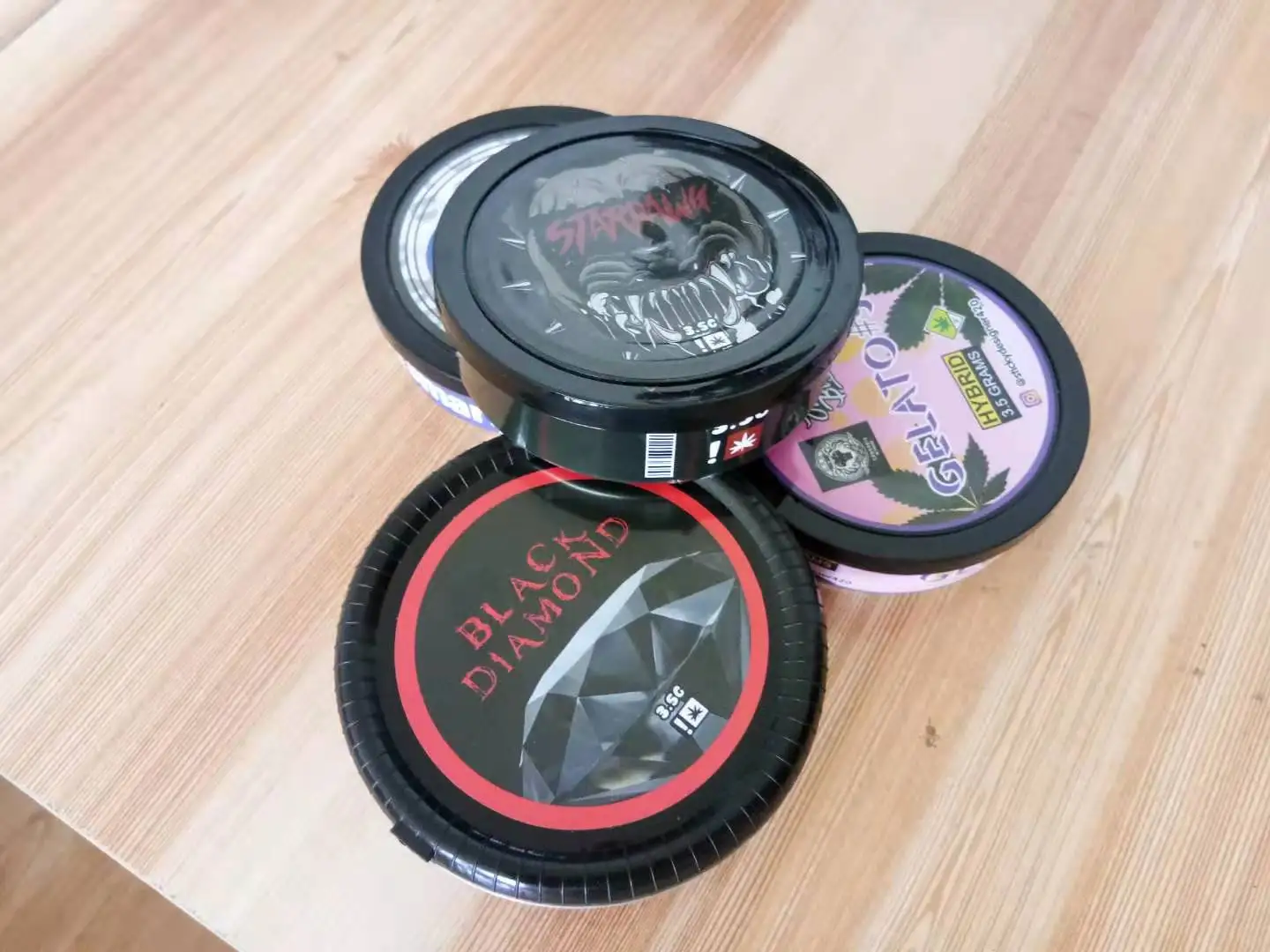 press it in tins 100ml tuna cans with black or clear caps