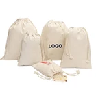 Wholesale Promotional portable custom logo ecological drawstring cotton canvas pouch bag