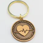 Designer logo double sided keychains keyring antique souvenir brass copper customize key chain