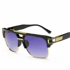 2019 Vintage Luxury Reflective Lens Man Driving Sun Glasses UV400 Large Square Men Sunglasses