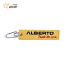 China Manufacturer Wholesales Custom Logo Airplane Fabric Key Tags Embroidery Fabric Bts Keychain