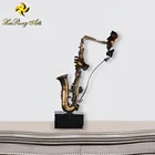 Morden style bronze abstract Saxophone musician figurine brass handicrafts with marble base