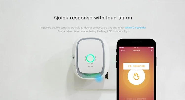 Tuya Smart Life Security Zigbee Combustible Gas Detector Alarm Kitchen - ANKUX.COM