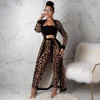 2019 Latest design women clothing sets leopard print pant fashion 2 pcs sets outfit