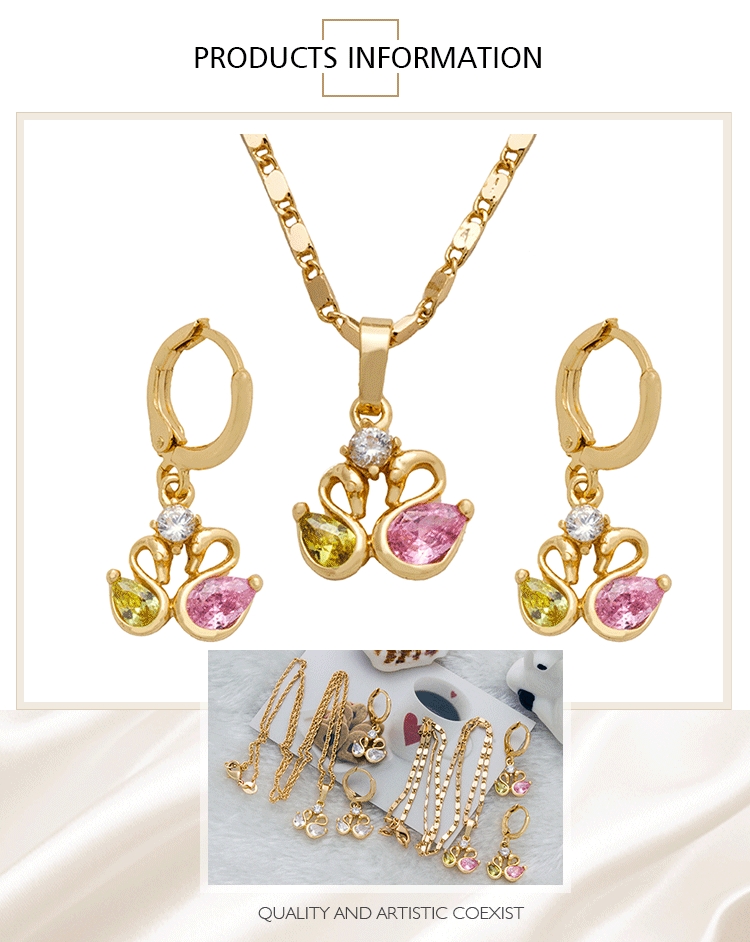 name colorful dubai cheap bridal 18k gold plated zircon necklace