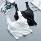 ladies elastic padded yoga crop top soft ice silk fabric slim fitted sports tank tops