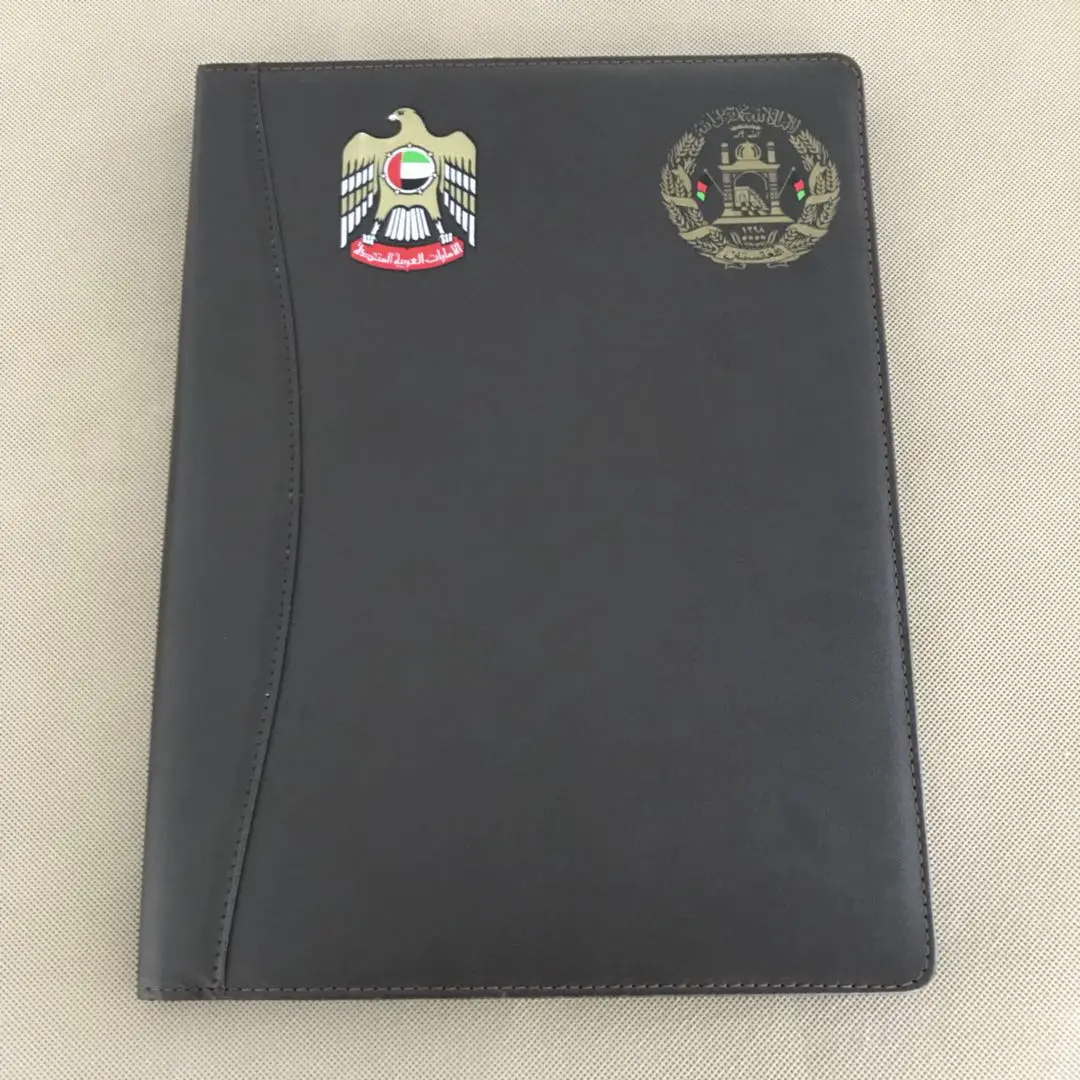 a4 pu leather file folder with embossed logo, View leather expandable