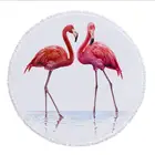 Customized Flamingo round beach towel fringes