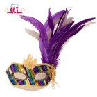 Mardi Gras Mask Sequins Eyemask Halloween Decoration Feather Masquerade