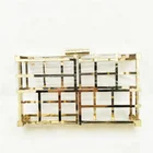 Luxury metal geometric hollow square clutch hardware frame 19*11cm purse box custom made