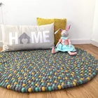 Handmade Custom Size 100cm Round Wool Felt Ball Rug On Sale