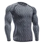 Mens Gym Clothing Compression Tight Wear Long Sleeve Running Sportswear T-shirts For Men Wholesale