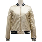 2018 Casual New Shiny Golden Color Lady PU Leather Jacket