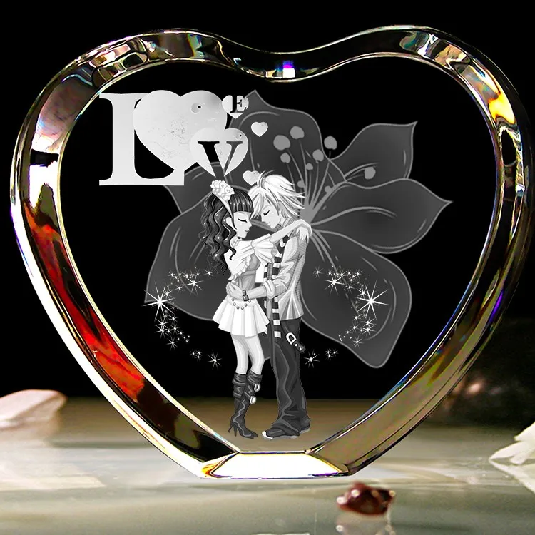 product heart shape crystal photo frame wedding favors gifts valentines day present for 3d  laser crystal engraving-30