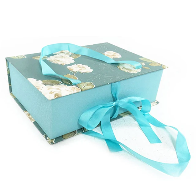 fancy paper box custom recycled scarf gift box with ribbon