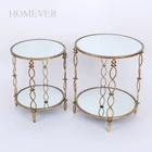 Vintage High Quality Round Iron Gold Console Coffee Table