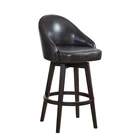 Wooden Leather Seats Swivel Bar Stools With Backs
