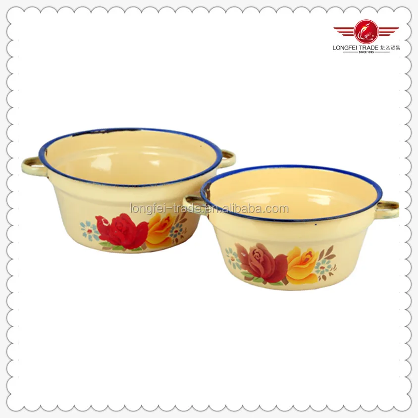 enamel finger bowl and washing basin with flat cover different