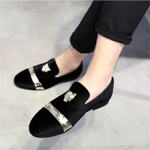 H10002D New arrival velvet European design men dress shoes fashion vintage loafer shoes for men