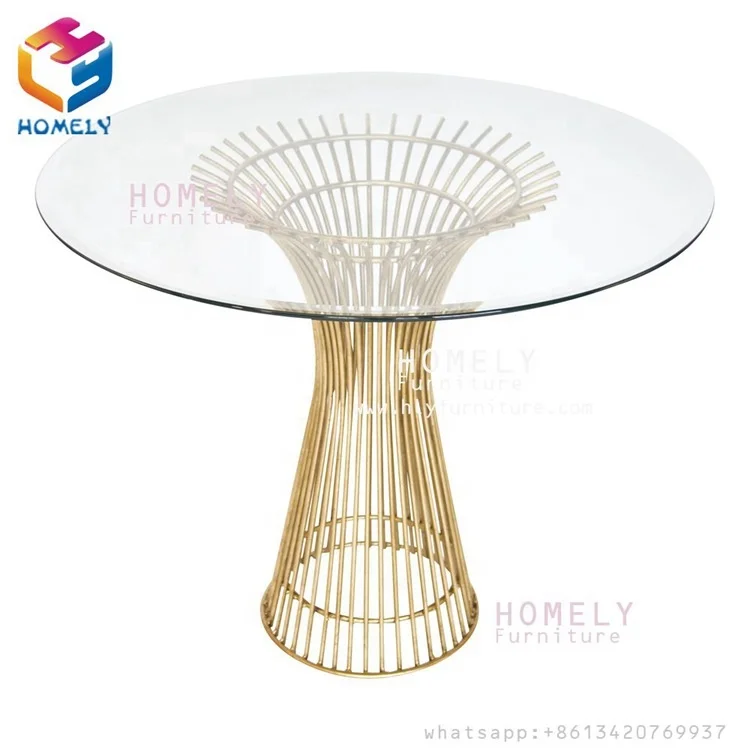 Luxury Round Stainless Steel Mirror Glass Top Small Waist Shape