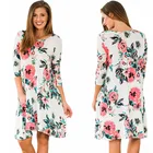 Simple But Nice Women Black Floral Long Sleeve Tunic Dress