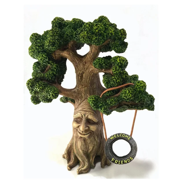 fairy and garden gnome tree statue