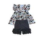 Harry potter print girls summer short sleeve boutique outfits causal kids black shorts clothes set