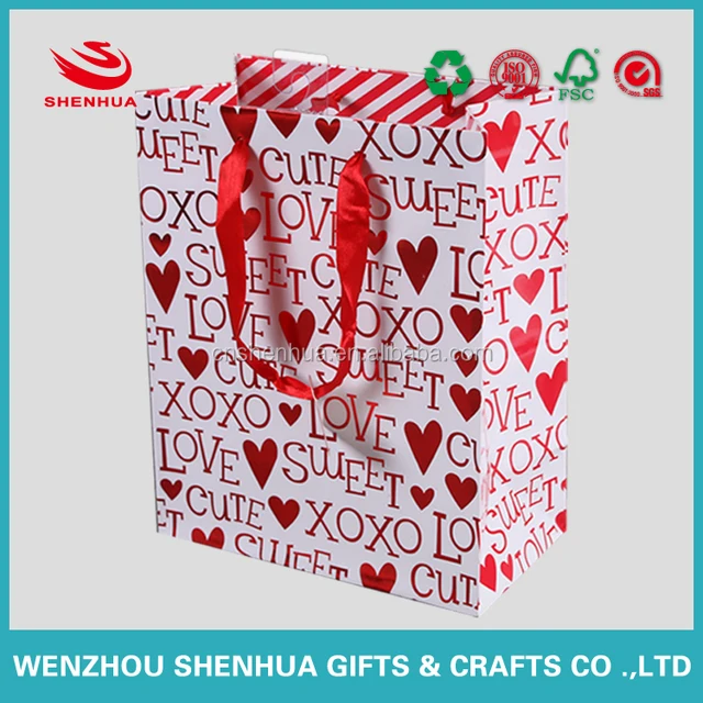 wedding door & valentine paper gift bag with ribbon handles