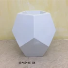 Round Garden Decoration Light Weight Glossy Fiberglass Square Garden Vase Flower Pot For Wholesale Black and White