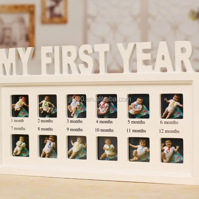 12 month baby diary wood picture photo frame
