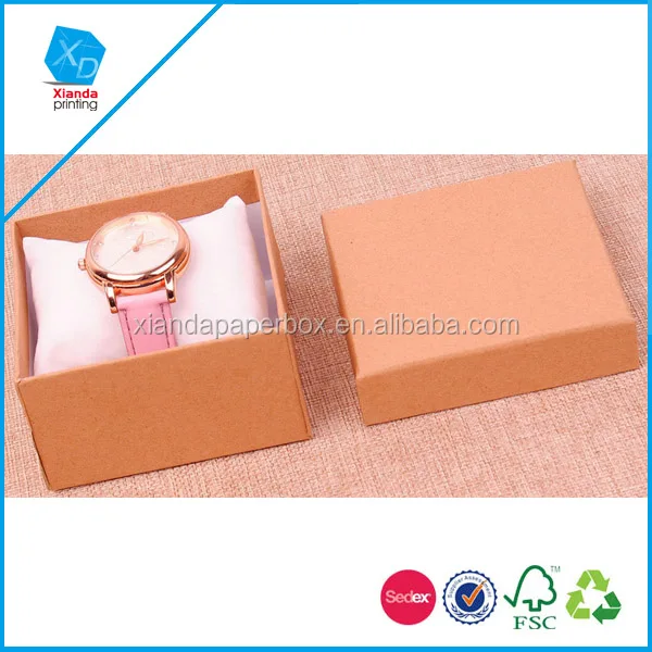 cheaper gift kraft paper recycled watch boxes with lid pillow