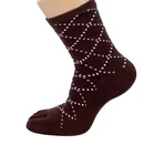 Wholesale Cotton Middle Tube Business Striped Jacquard Soft Men Five Toe Socks