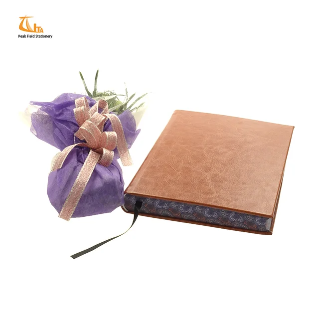 custom gift set pu leather bound diary organizer portfolio brown