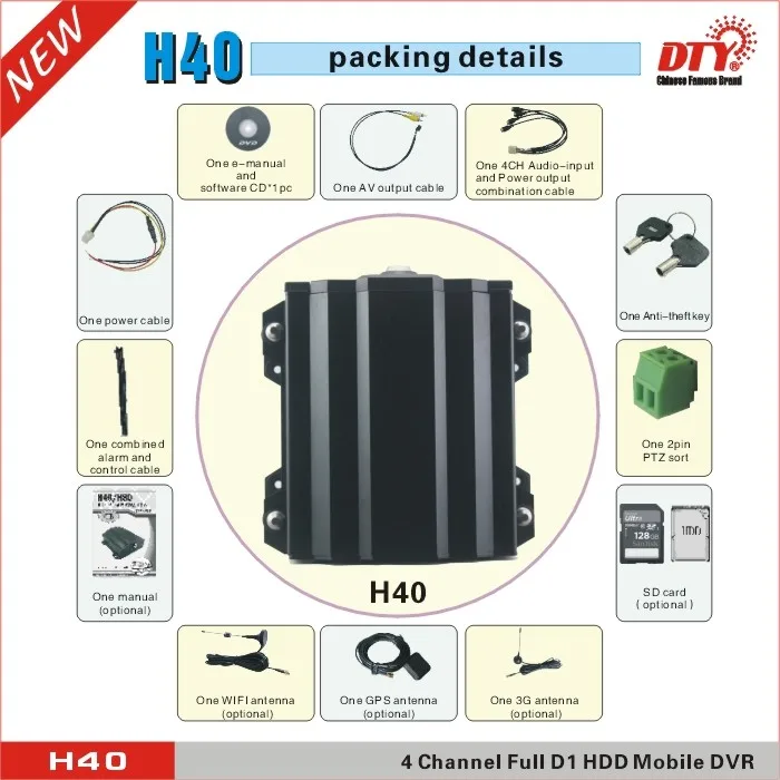 4ch HDD mobile dvr 24 hours video camera recorder,full D1 download dvr h264 cms free software, H40